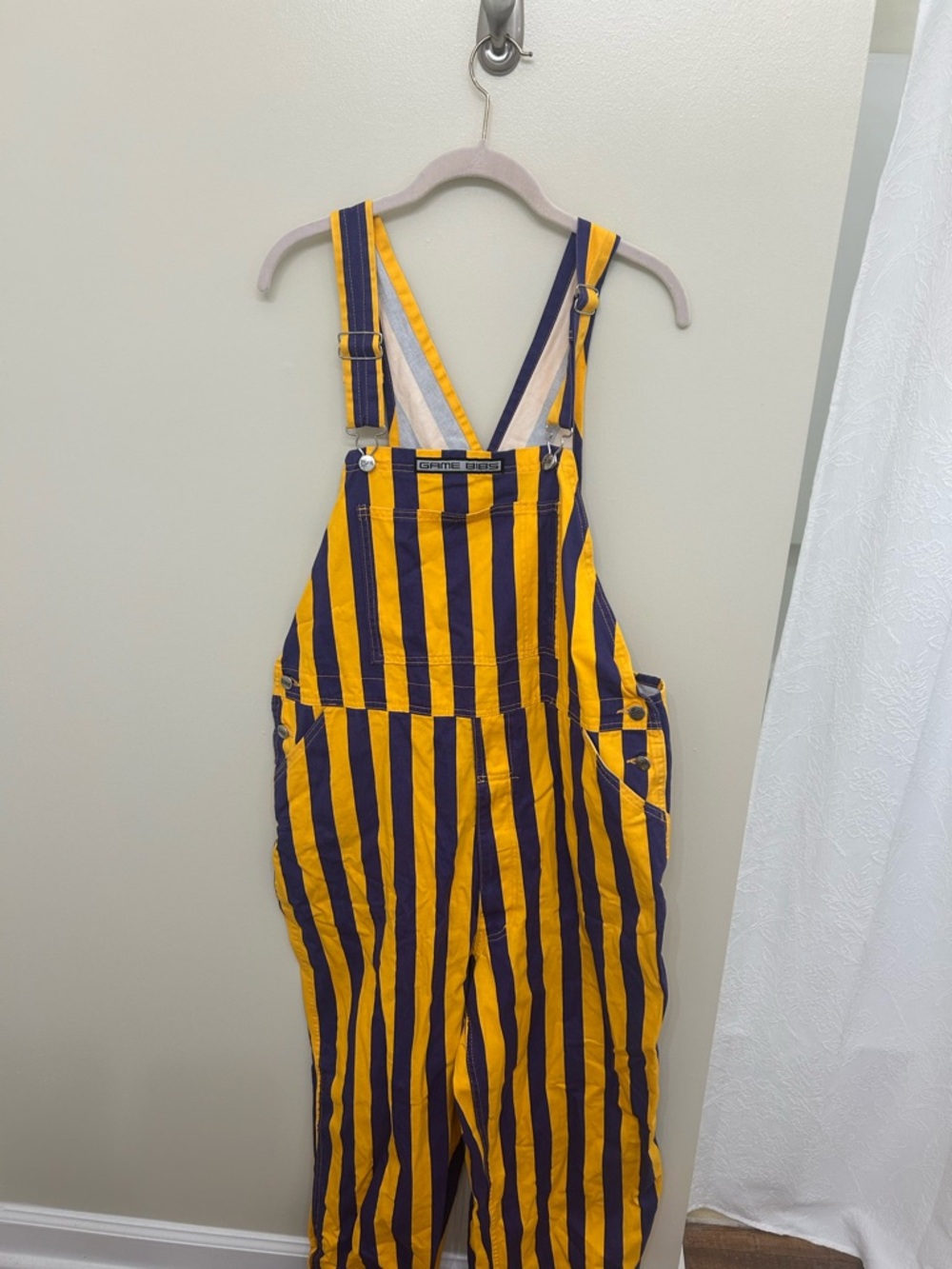 Striped Purple & Gold (LSU) Men’s Overalls-Large